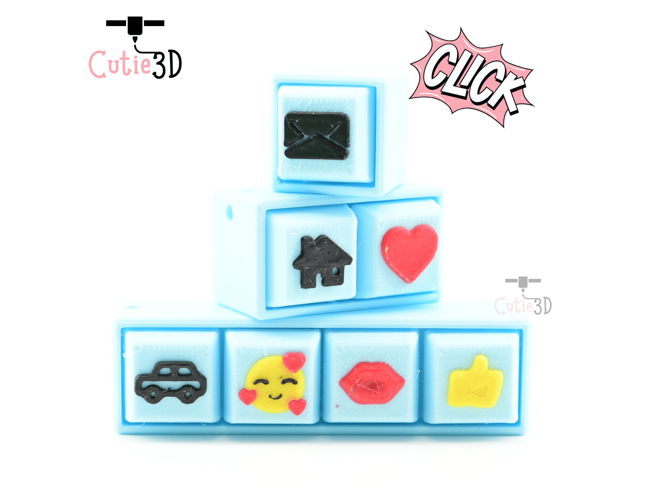 Digital Downloads - Cutie3D Keycap Set Keycap Fidget Clicker Keychain - Cute Backpack Keychain