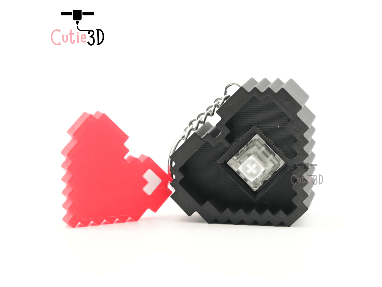 Digital Downloads - Cutie3D 8-Bit Heart Keycap Fidget Clicker Keychain - Cute Backpack Keychain