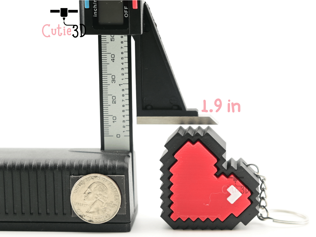 Digital Downloads - Cutie3D 8-Bit Heart Keycap Fidget Clicker Keychain - Cute Backpack Keychain