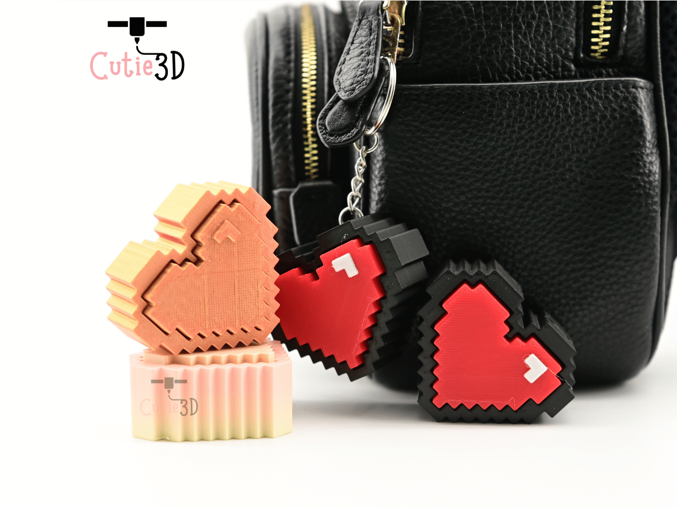 Digital Downloads - Cutie3D 8-Bit Heart Keycap Fidget Clicker Keychain - Cute Backpack Keychain