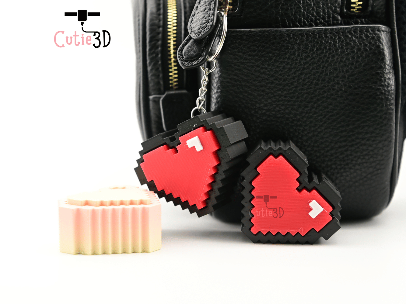 Digital Downloads - Cutie3D 8-Bit Heart Keycap Fidget Clicker Keychain - Cute Backpack Keychain