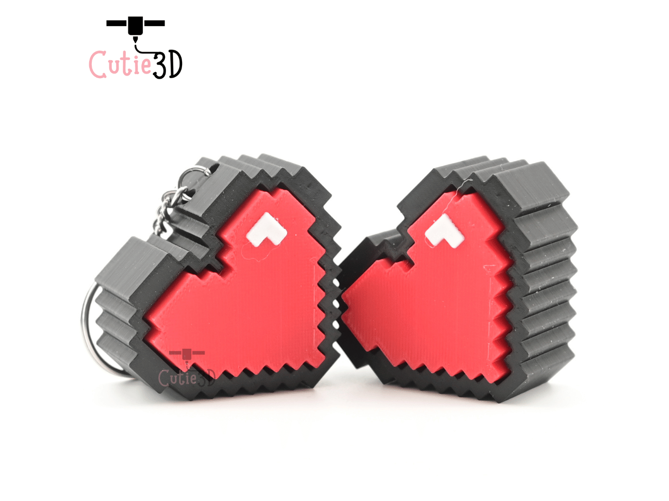 Digital Downloads - Cutie3D 8-Bit Heart Keycap Fidget Clicker Keychain - Cute Backpack Keychain