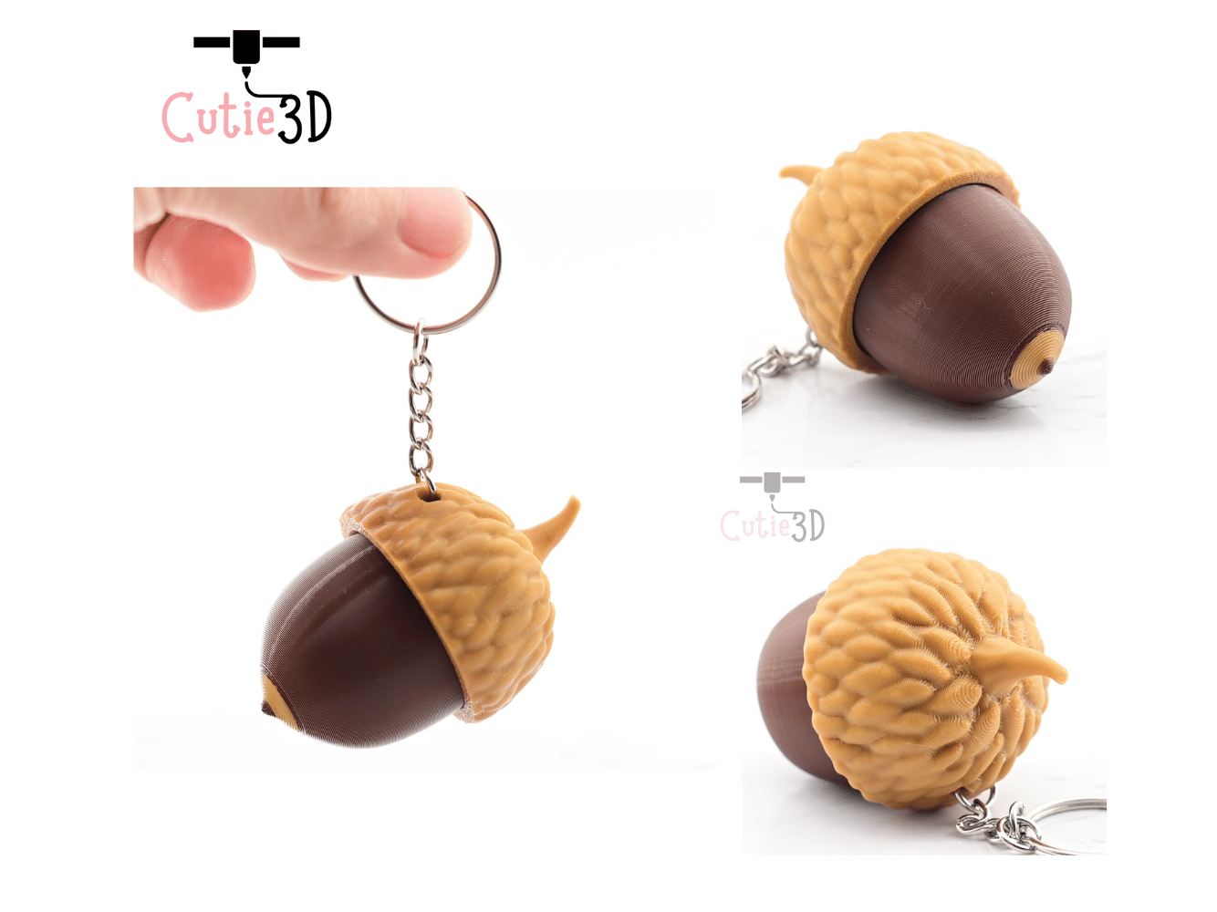 Digital Downloads - Cutie3D Acorn Keycap Fidget Clicker Keychain - Cute Backpack Keychain