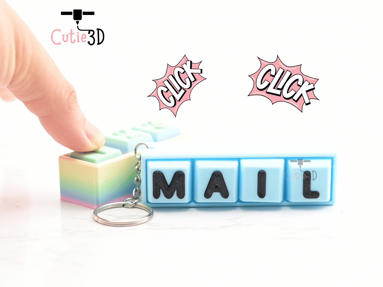 Digital Downloads - Cutie3D Keycap Set Keycap Fidget Clicker Keychain - Cute Backpack Keychain