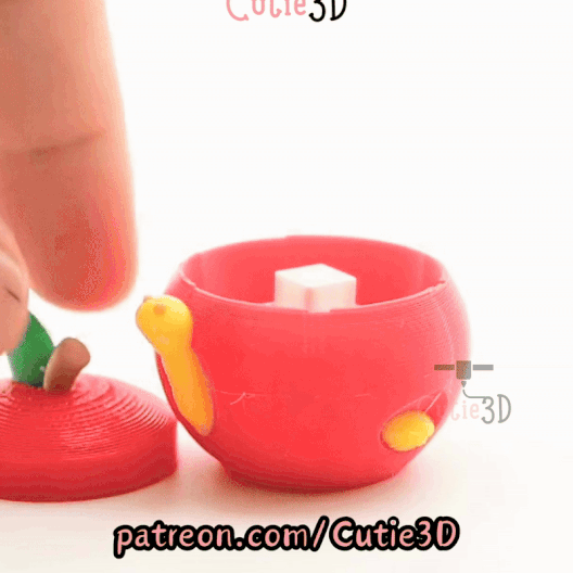 Digital Downloads - Cutie3D Apple With Worm Keycap Fidget Clicker Keychain - Cute Backpack Keychain