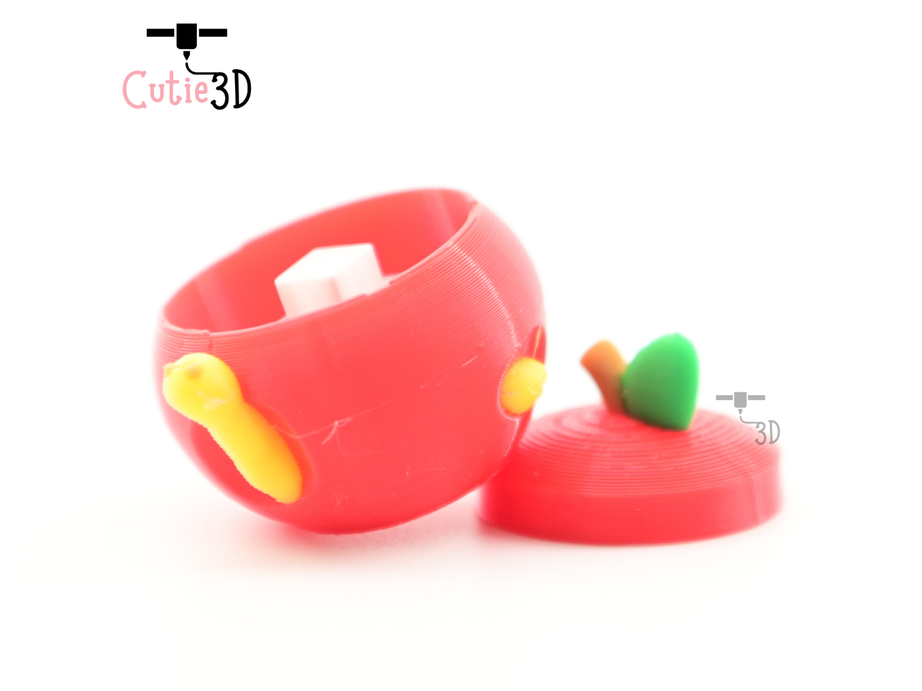 Digital Downloads - Cutie3D Apple With Worm Keycap Fidget Clicker Keychain - Cute Backpack Keychain