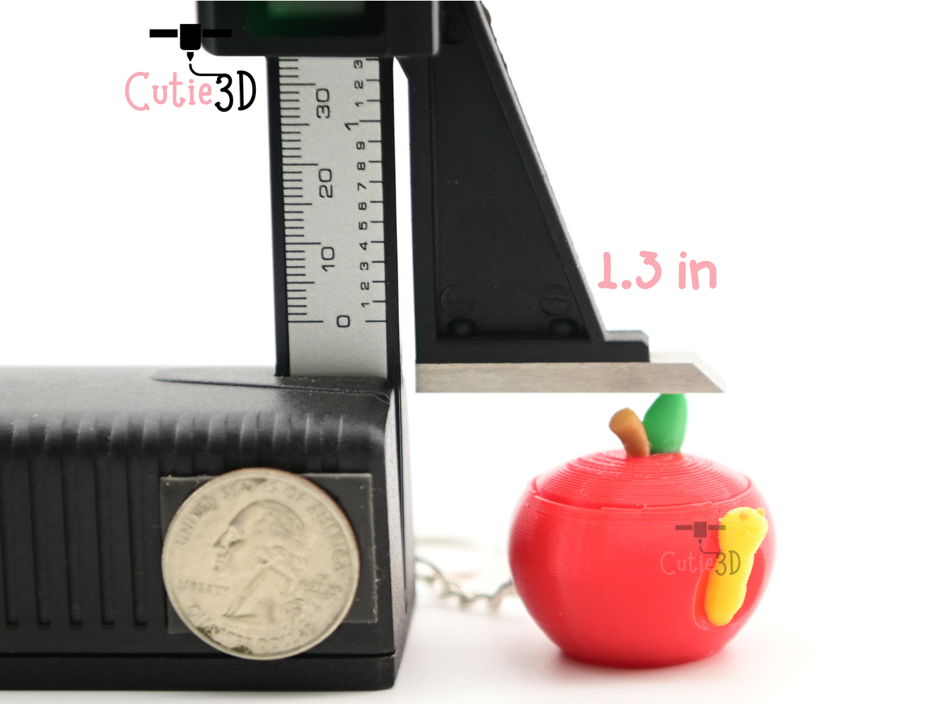 Digital Downloads - Cutie3D Apple With Worm Keycap Fidget Clicker Keychain - Cute Backpack Keychain