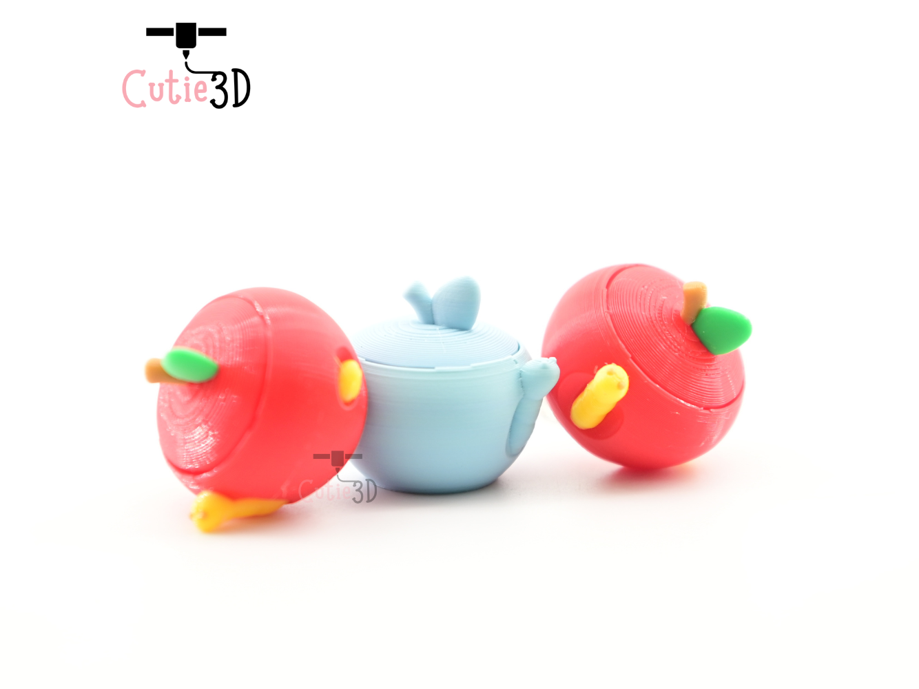 Digital Downloads - Cutie3D Apple With Worm Keycap Fidget Clicker Keychain - Cute Backpack Keychain