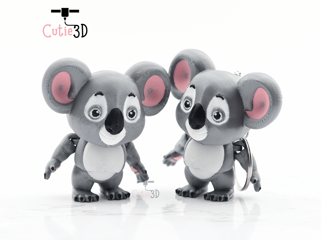 Digital Downloads - Cutie3D Articulated Koala Keychain - Cute Animal Keychain - Cute Backpack Keychain