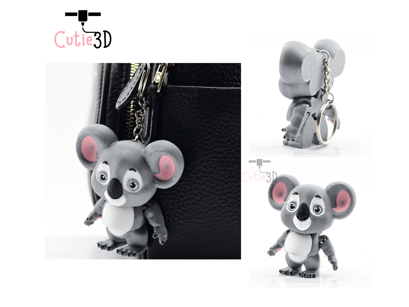 Digital Downloads - Cutie3D Articulated Koala Keychain - Cute Animal Keychain - Cute Backpack Keychain