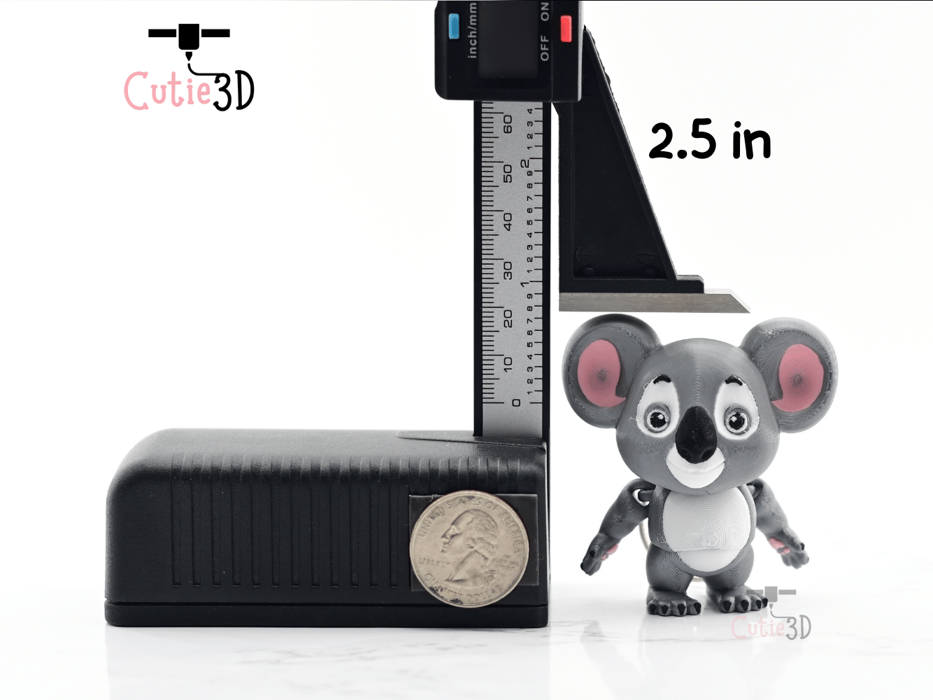 Digital Downloads - Cutie3D Articulated Koala Keychain - Cute Animal Keychain - Cute Backpack Keychain