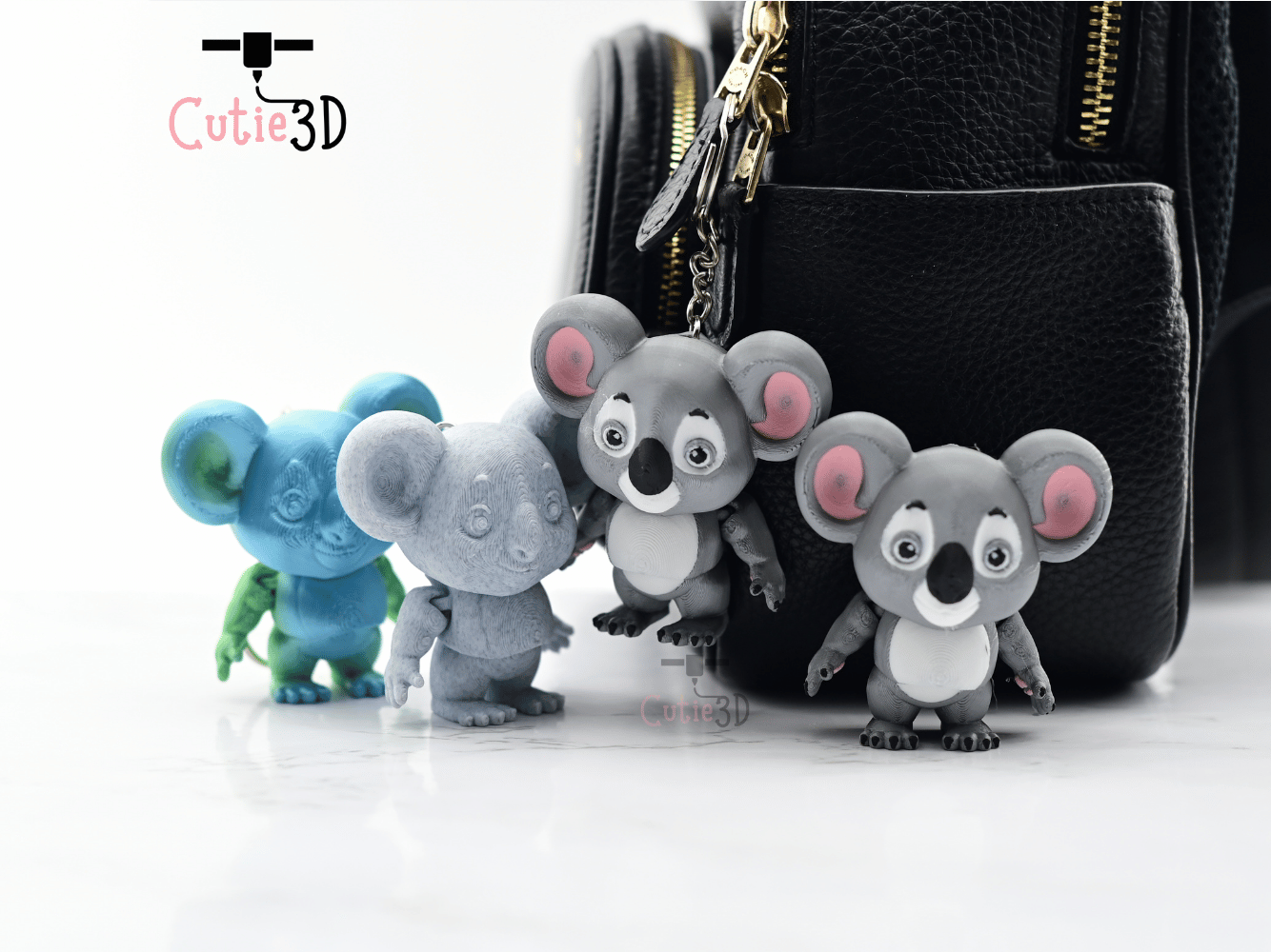 Digital Downloads - Cutie3D Articulated Koala Keychain - Cute Animal Keychain - Cute Backpack Keychain