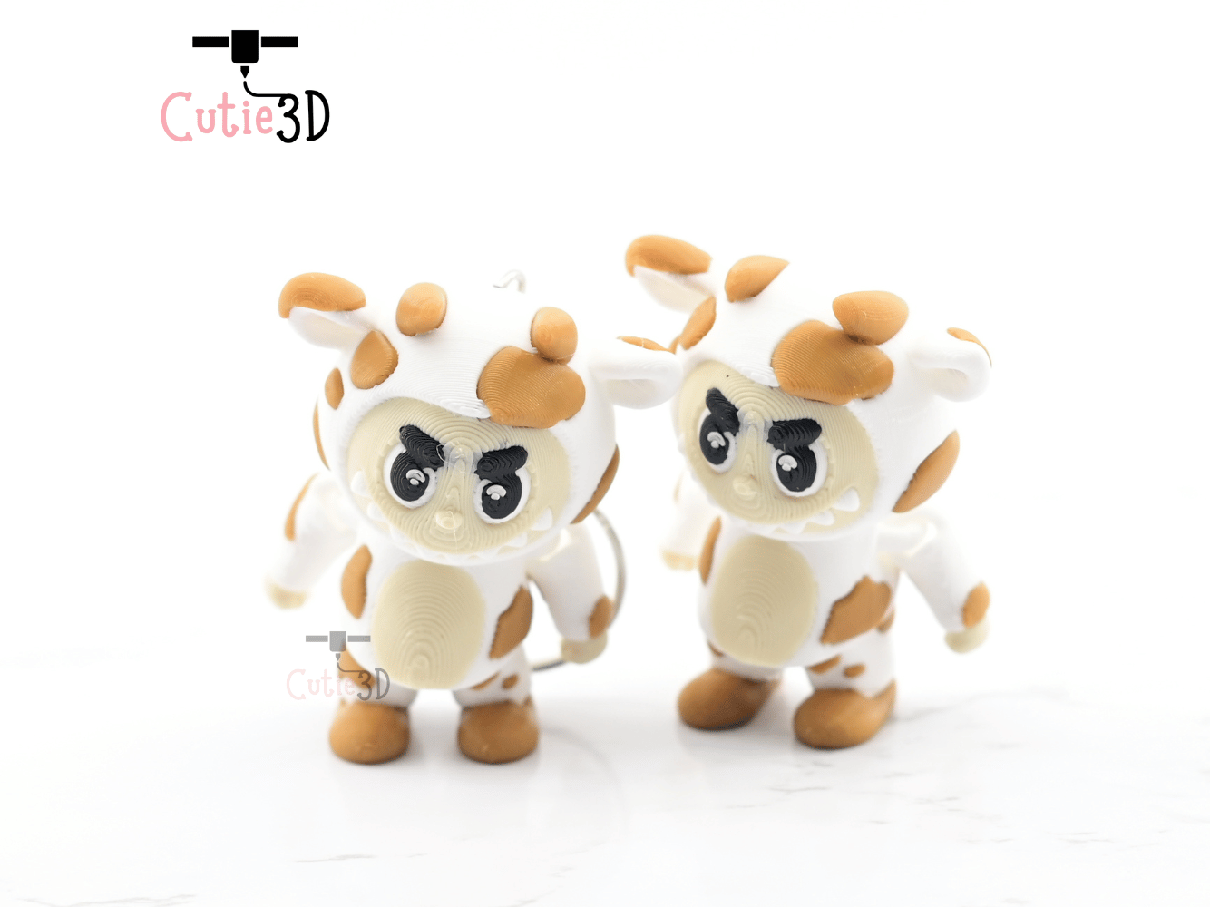 Digital Downloads - Cutie3D Articulated Labubu In Cow Custom Keychain - Cute Backpack Keychain