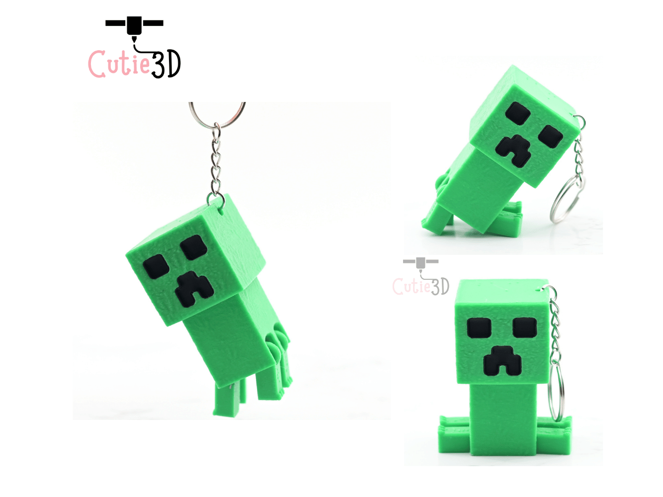 Digital Downloads - Cutie3D Articulated Minecraft Creeper Keycap Fidget Clicker Keychain - Cute Backpack Keychain