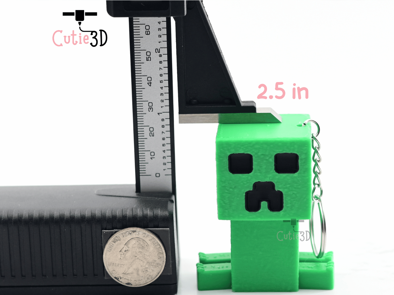 Digital Downloads - Cutie3D Articulated Minecraft Creeper Keycap Fidget Clicker Keychain - Cute Backpack Keychain
