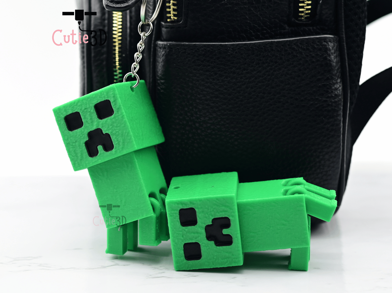 Digital Downloads - Cutie3D Articulated Minecraft Creeper Keycap Fidget Clicker Keychain - Cute Backpack Keychain