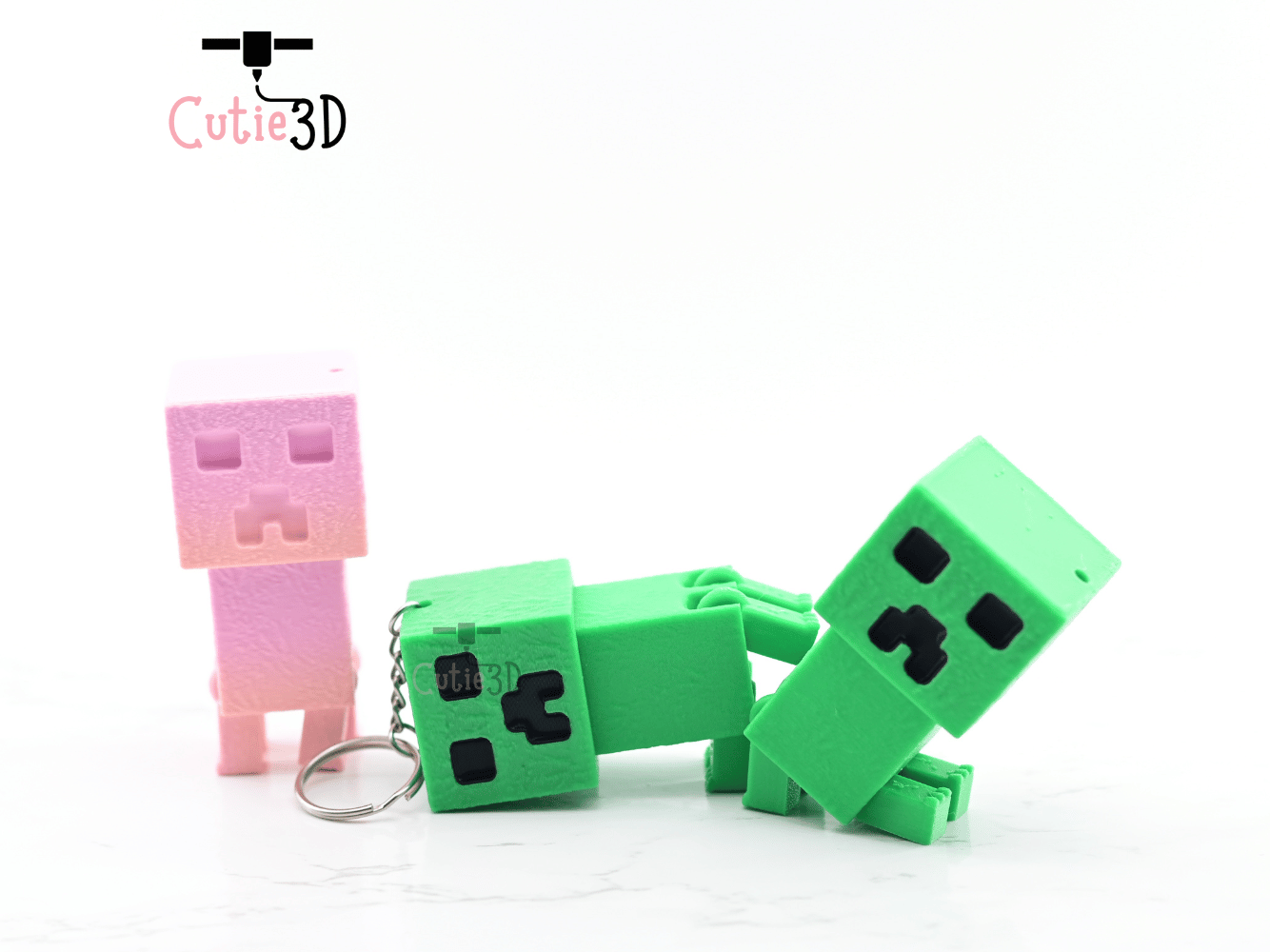 Digital Downloads - Cutie3D Articulated Minecraft Creeper Keycap Fidget Clicker Keychain - Cute Backpack Keychain