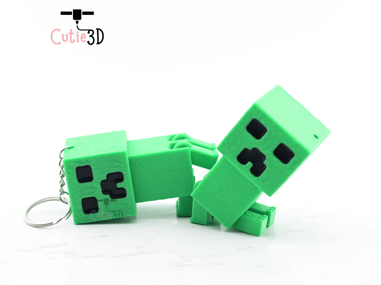 Digital Downloads - Cutie3D Articulated Minecraft Creeper Keycap Fidget Clicker Keychain - Cute Backpack Keychain