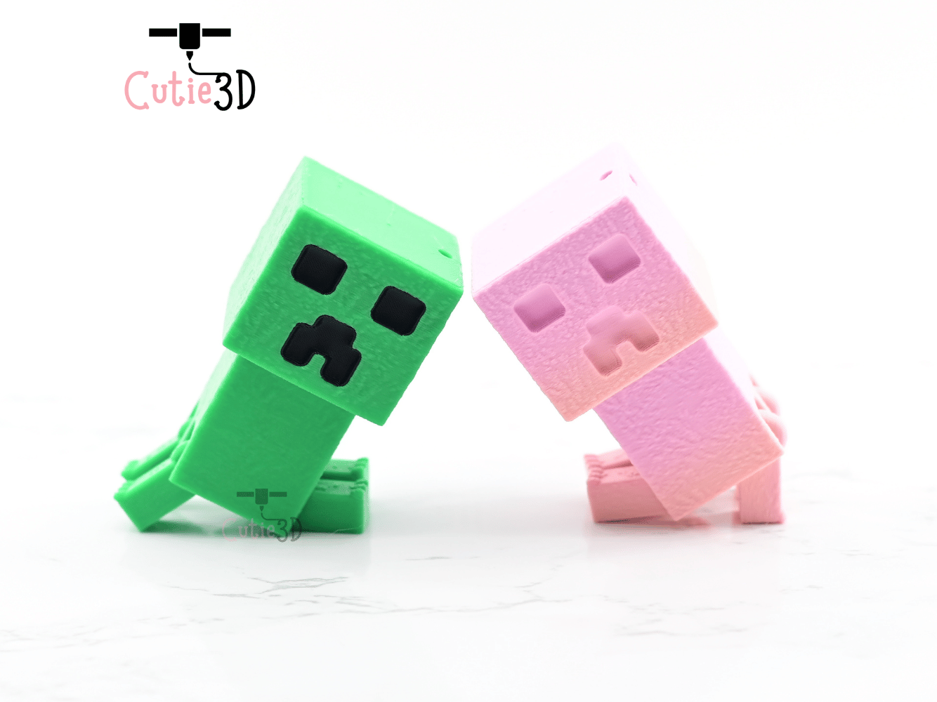 Digital Downloads - Cutie3D Articulated Minecraft Creeper Keycap Fidget Clicker Keychain - Cute Backpack Keychain