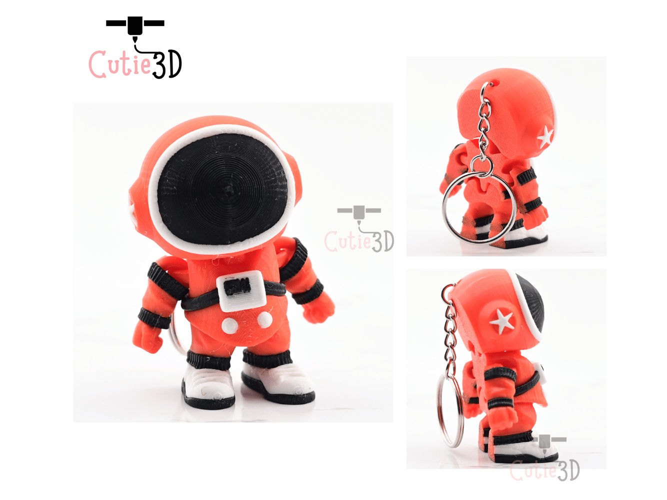 Digital Downloads - Cutie3D Articulated Mini Astronaut Space Theme Keychain - Cute Backpack Keychain