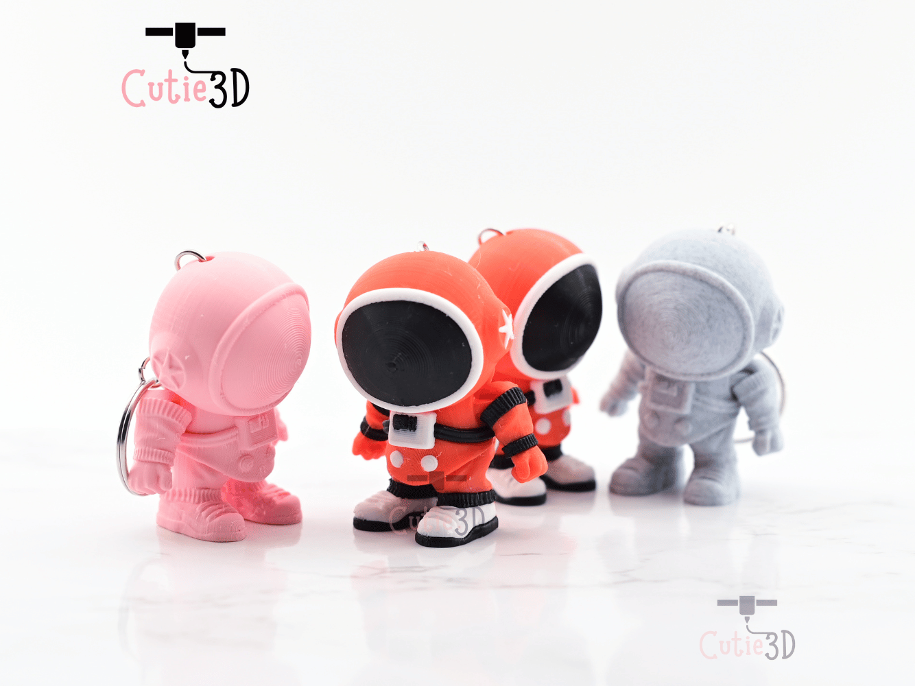 Digital Downloads - Cutie3D Articulated Mini Astronaut Space Theme Keychain - Cute Backpack Keychain