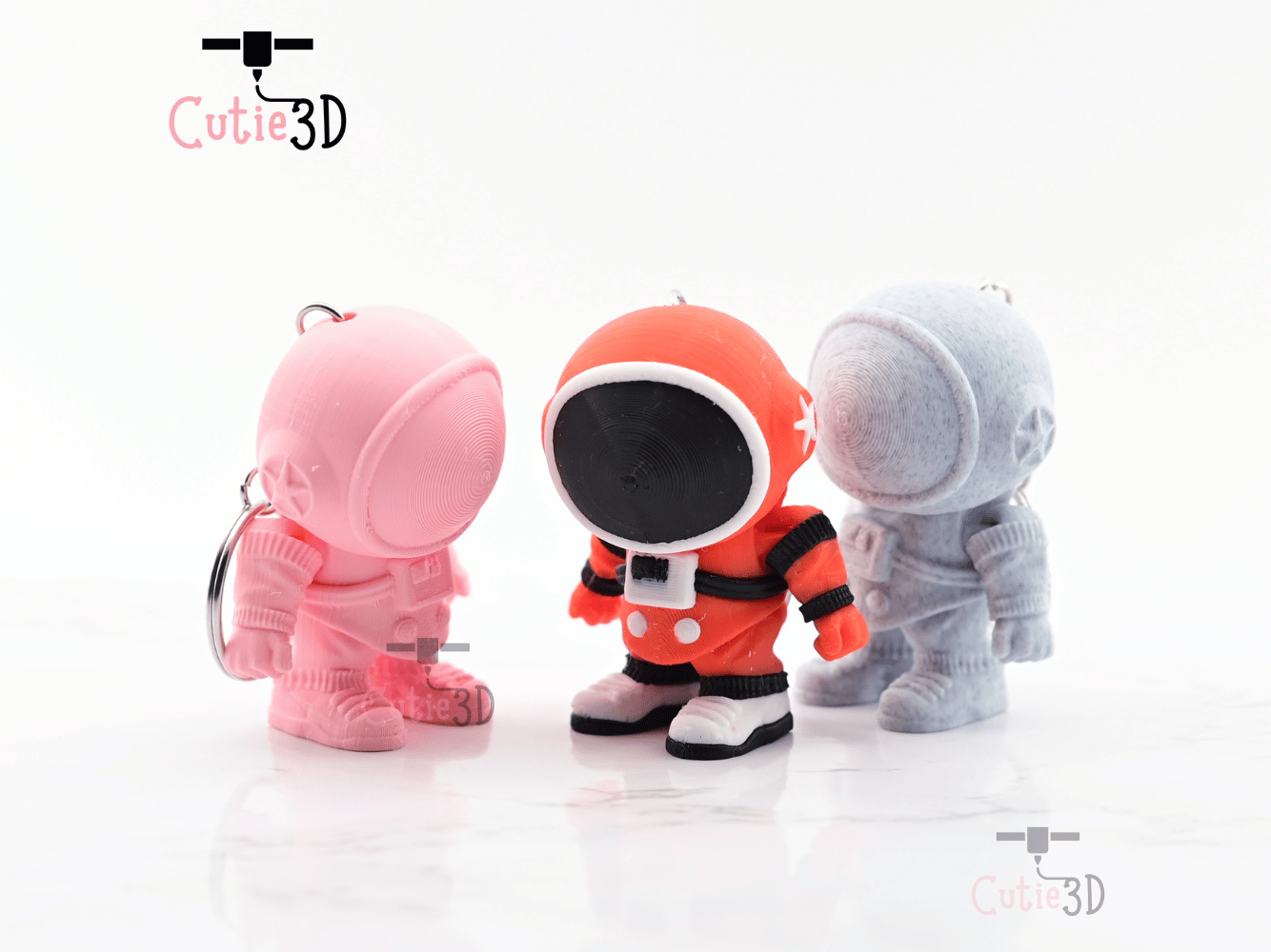 Digital Downloads - Cutie3D Articulated Mini Astronaut Space Theme Keychain - Cute Backpack Keychain