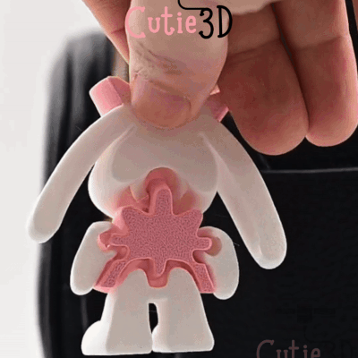 Digital Downloads - Cutie3D Articulated Rabbit Nurse Keychain
