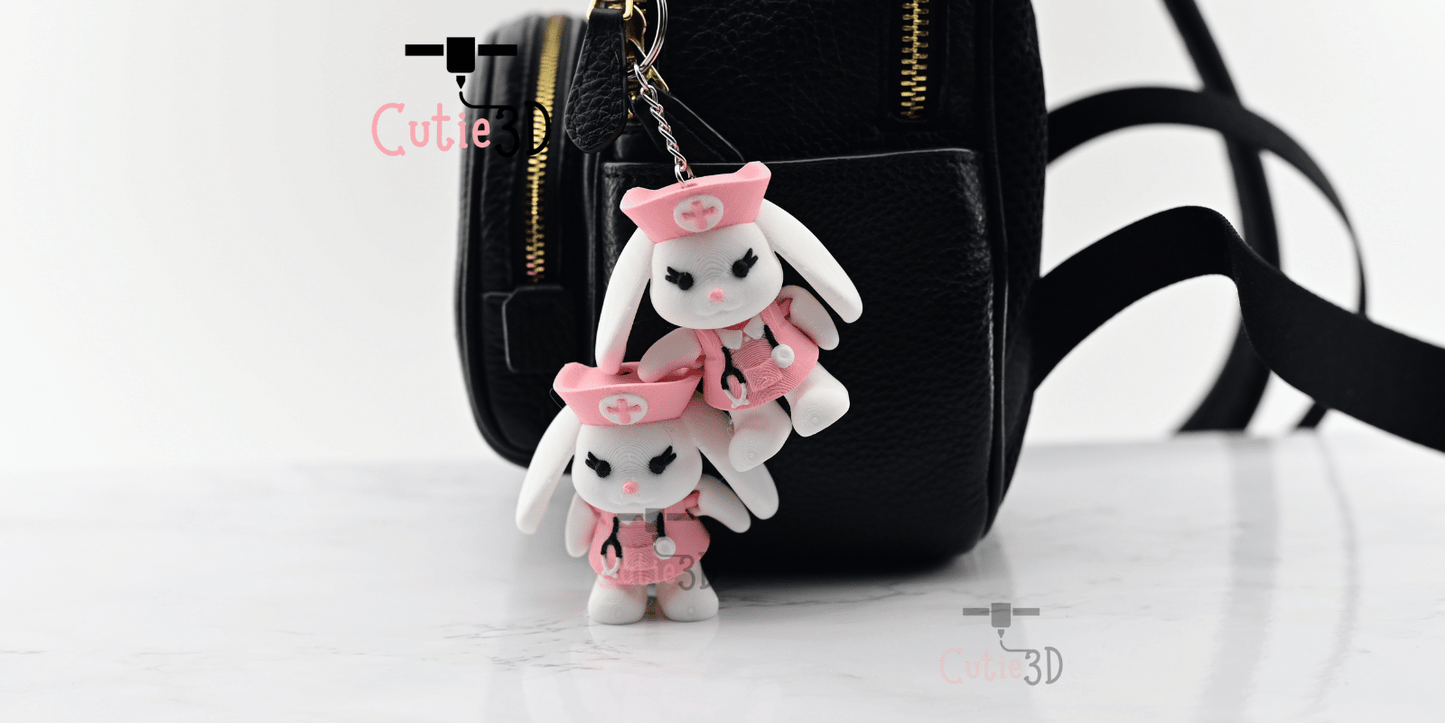 Digital Downloads - Cutie3D Articulated Rabbit Nurse Keychain