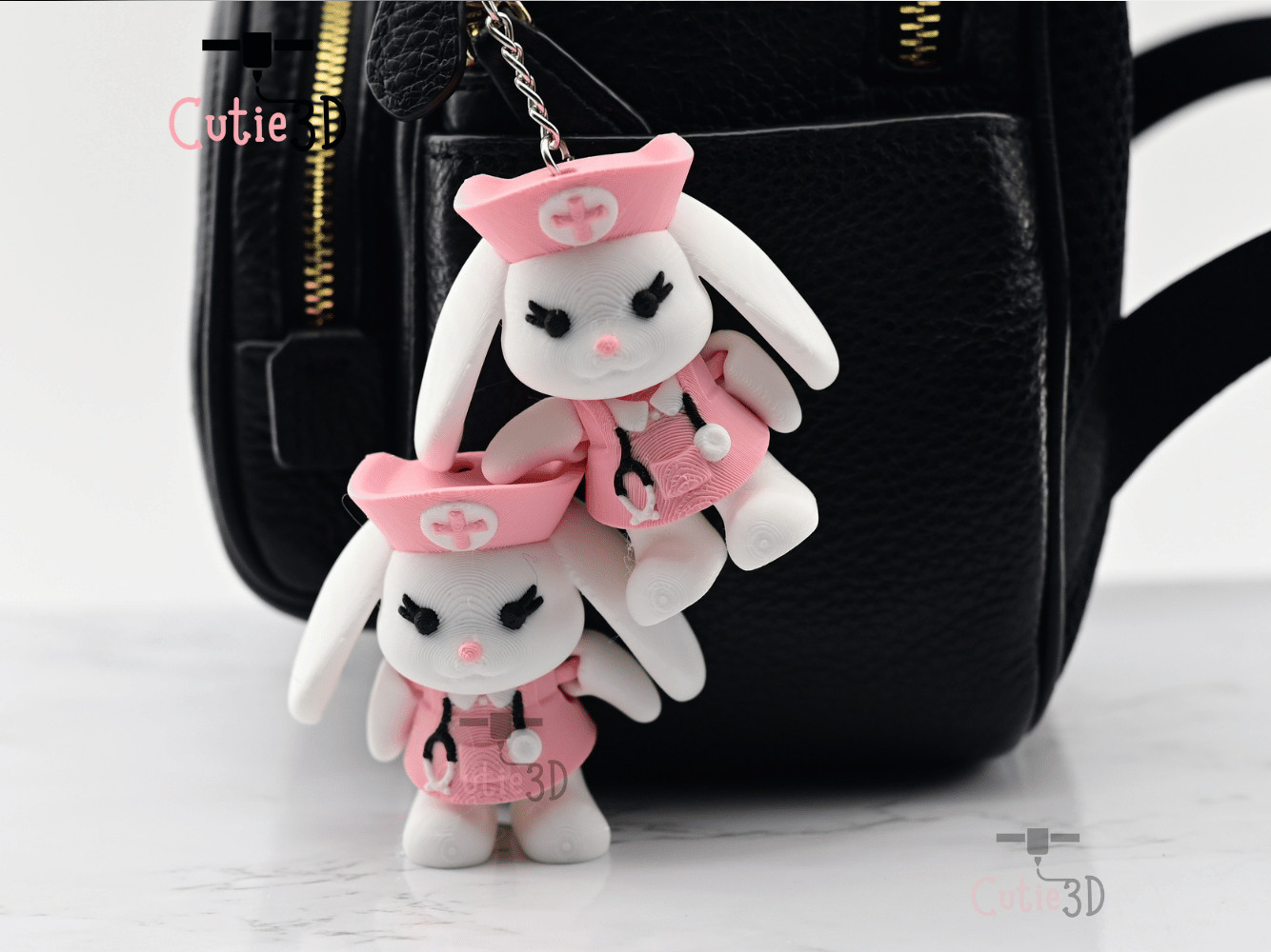 Digital Downloads - Cutie3D Articulated Rabbit Nurse Keychain