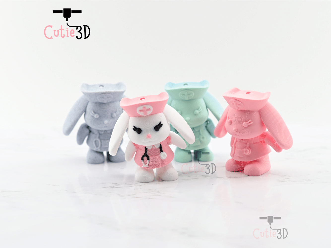 Digital Downloads - Cutie3D Articulated Rabbit Nurse Keychain