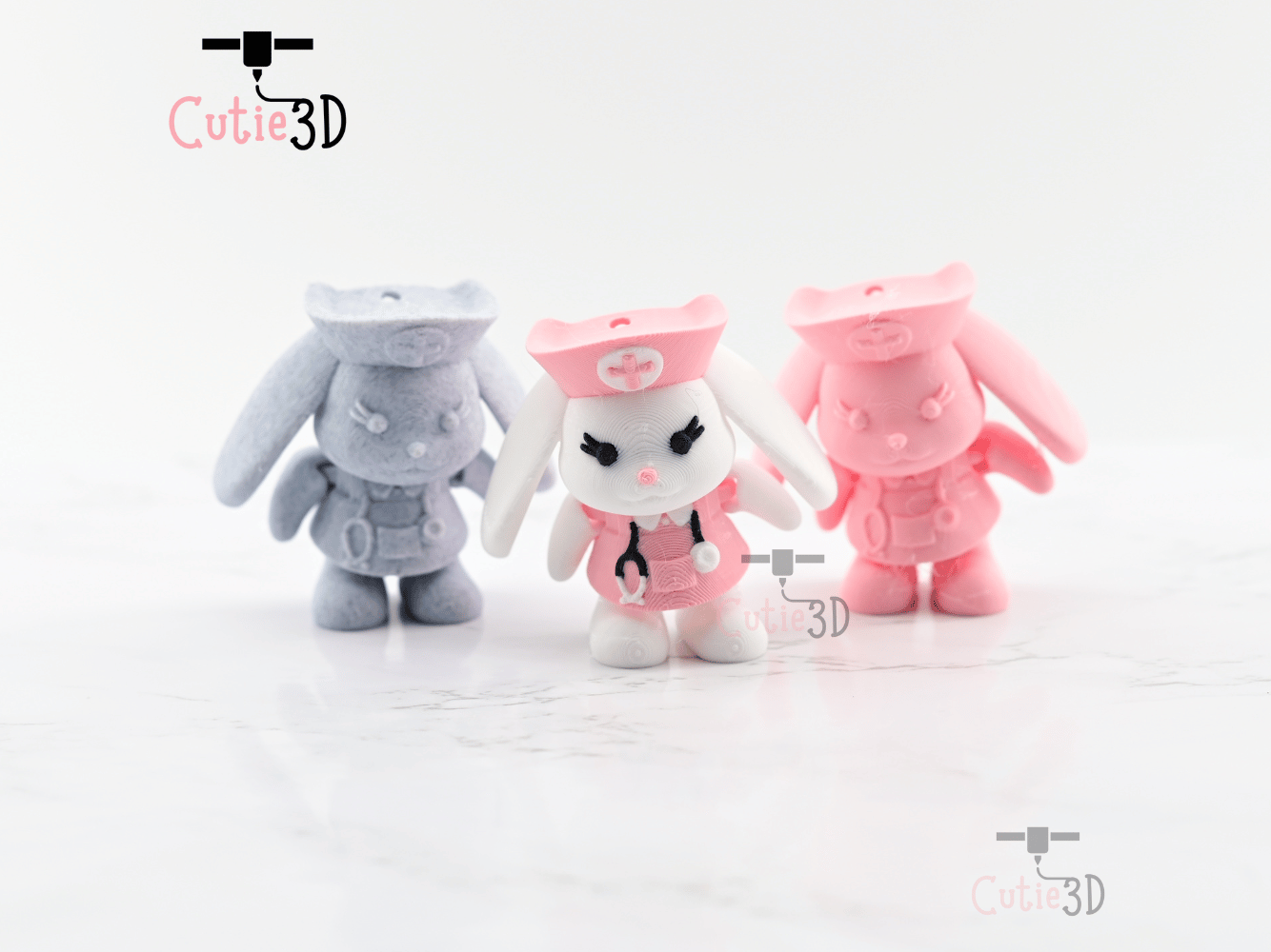 Digital Downloads - Cutie3D Articulated Rabbit Nurse Keychain