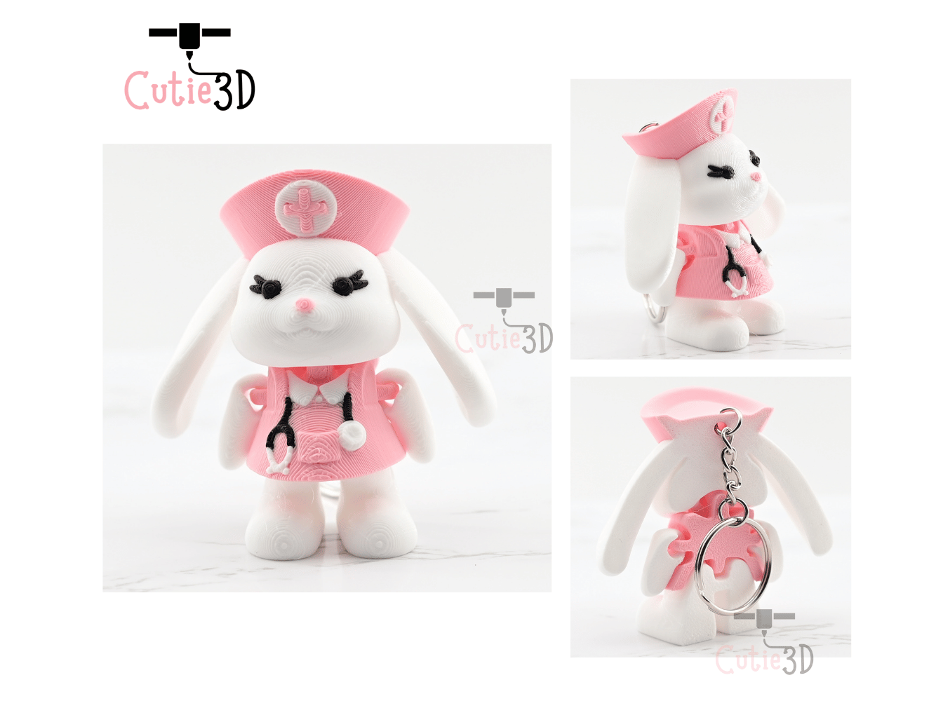 Digital Downloads - Cutie3D Articulated Rabbit Nurse Keychain