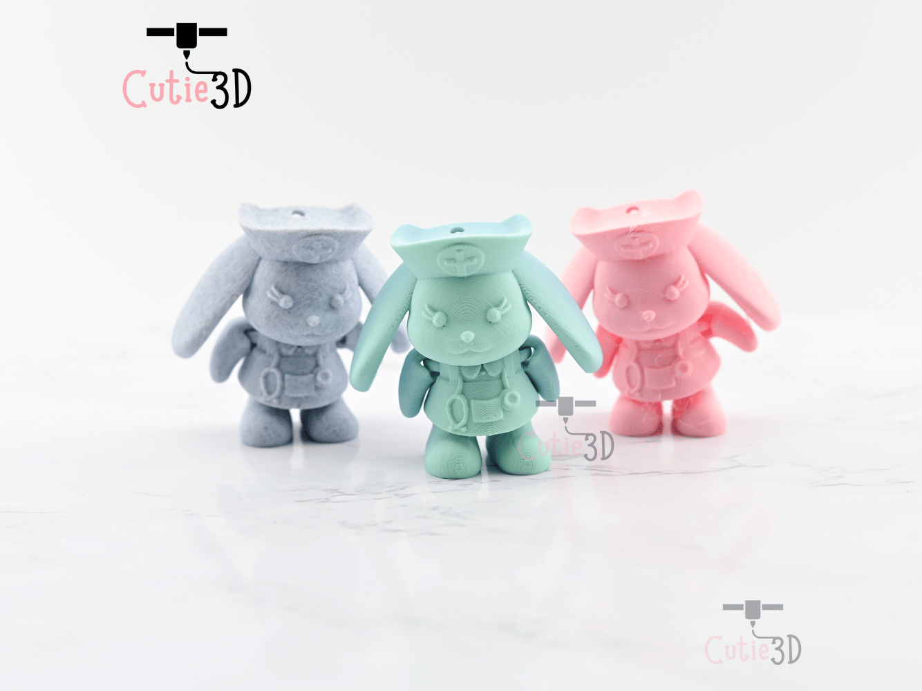 Digital Downloads - Cutie3D Articulated Rabbit Nurse Keychain