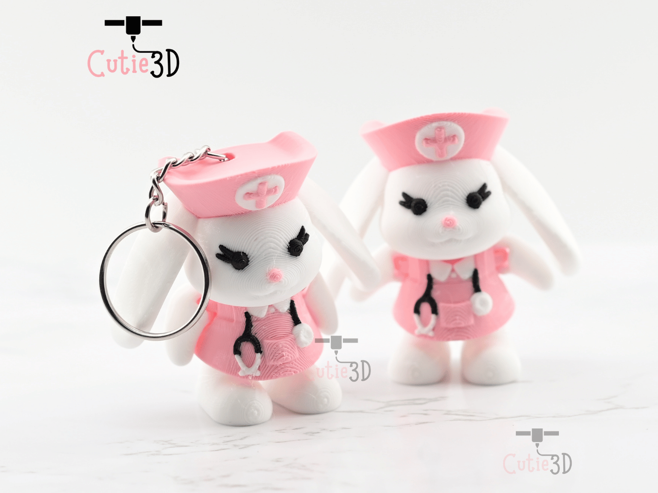 Digital Downloads - Cutie3D Articulated Rabbit Nurse Keychain