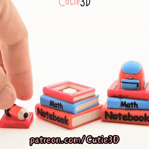Digital Downloads - Cutie3D Back To School Book Stack Keycap Fidget Clicker Keychain - Cute Backpack Keychain