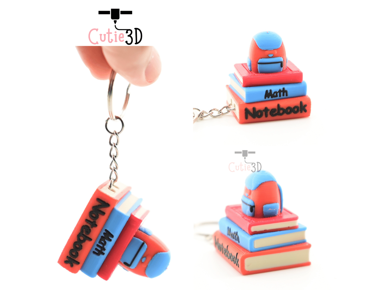 Digital Downloads - Cutie3D Back To School Book Stack Keycap Fidget Clicker Keychain - Cute Backpack Keychain