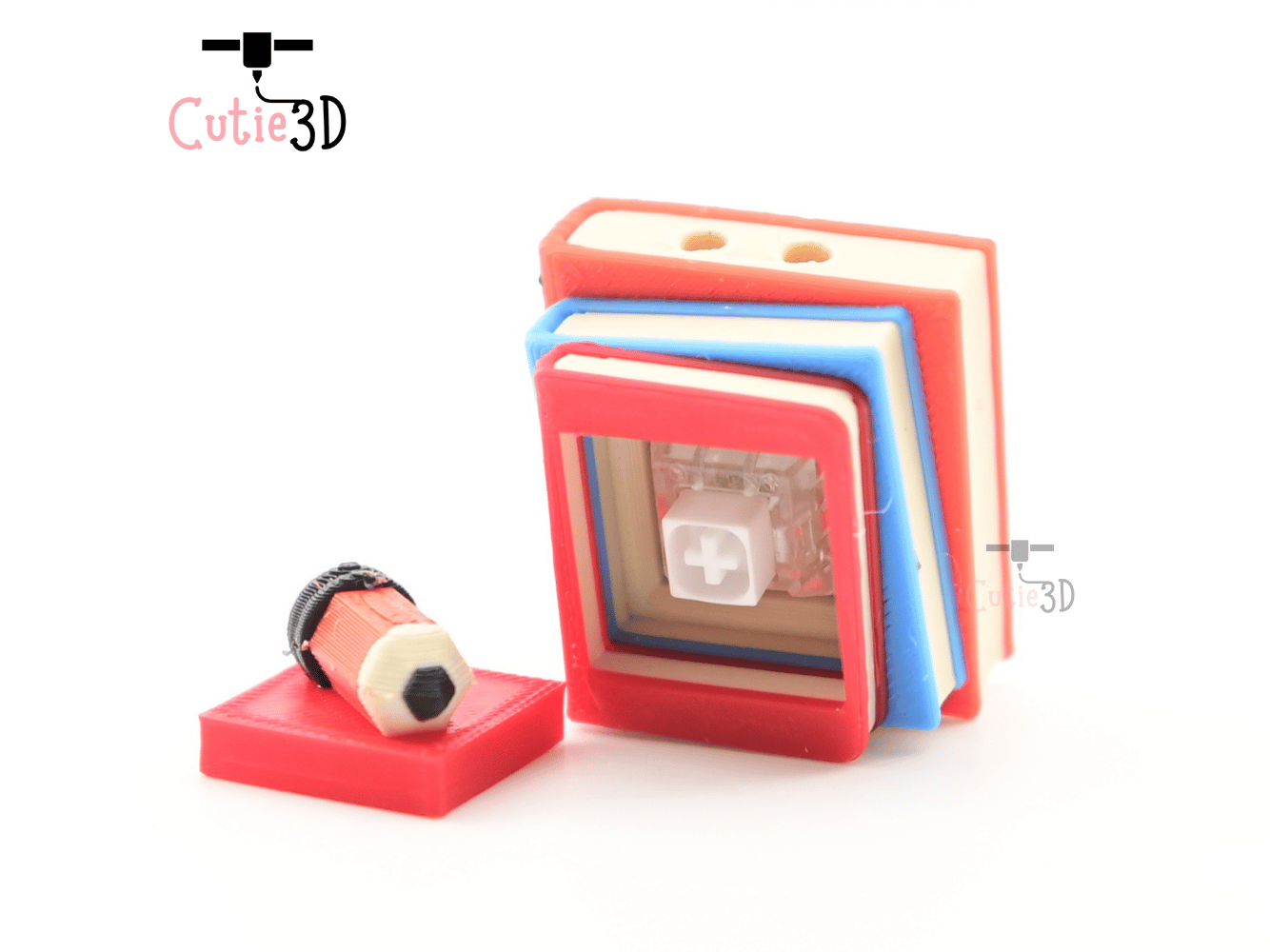Digital Downloads - Cutie3D Back To School Book Stack Keycap Fidget Clicker Keychain - Cute Backpack Keychain