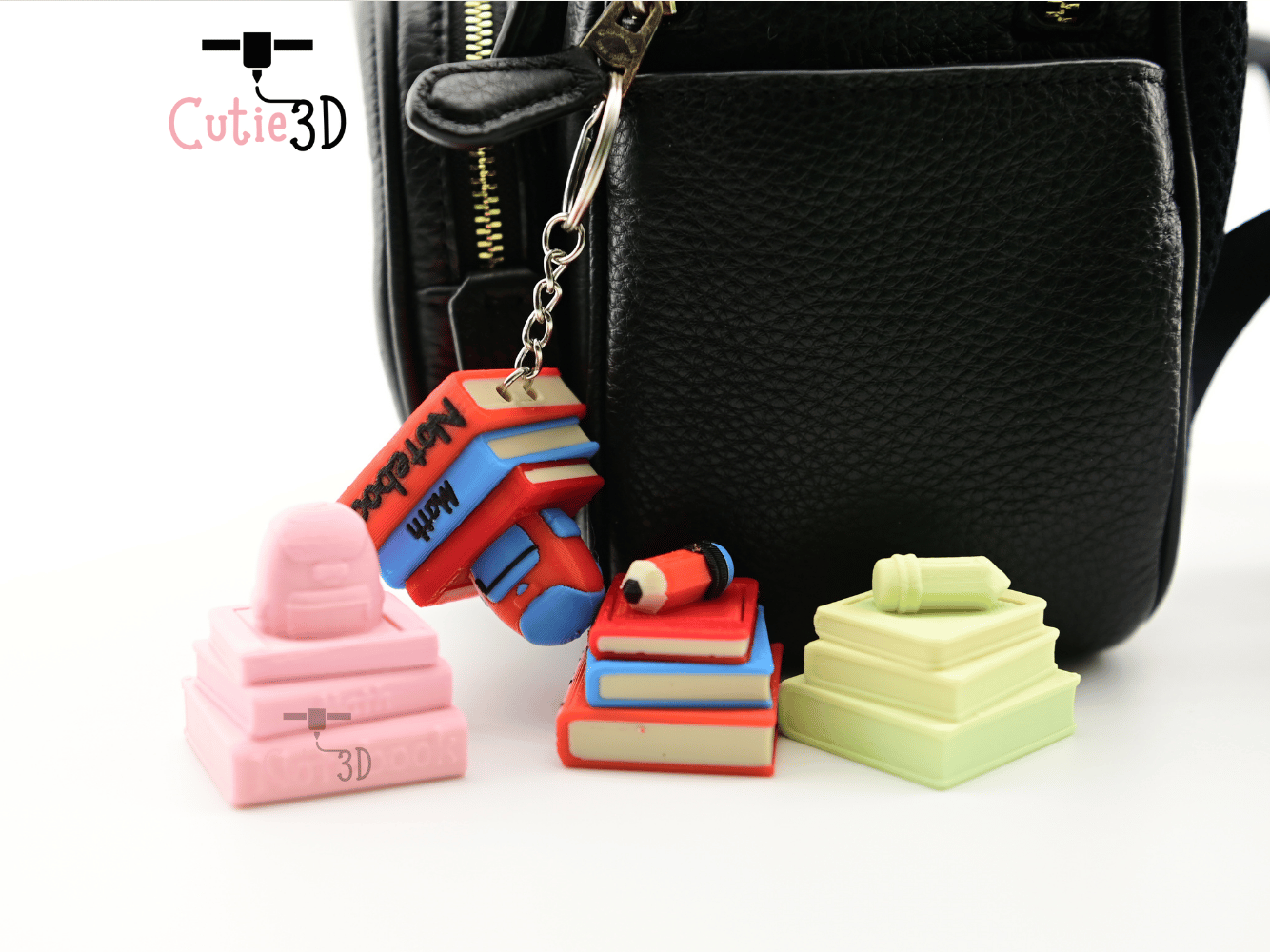 Digital Downloads - Cutie3D Back To School Book Stack Keycap Fidget Clicker Keychain - Cute Backpack Keychain