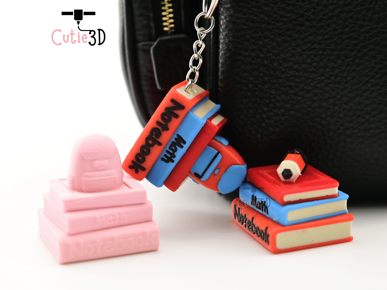 Digital Downloads - Cutie3D Back To School Book Stack Keycap Fidget Clicker Keychain - Cute Backpack Keychain