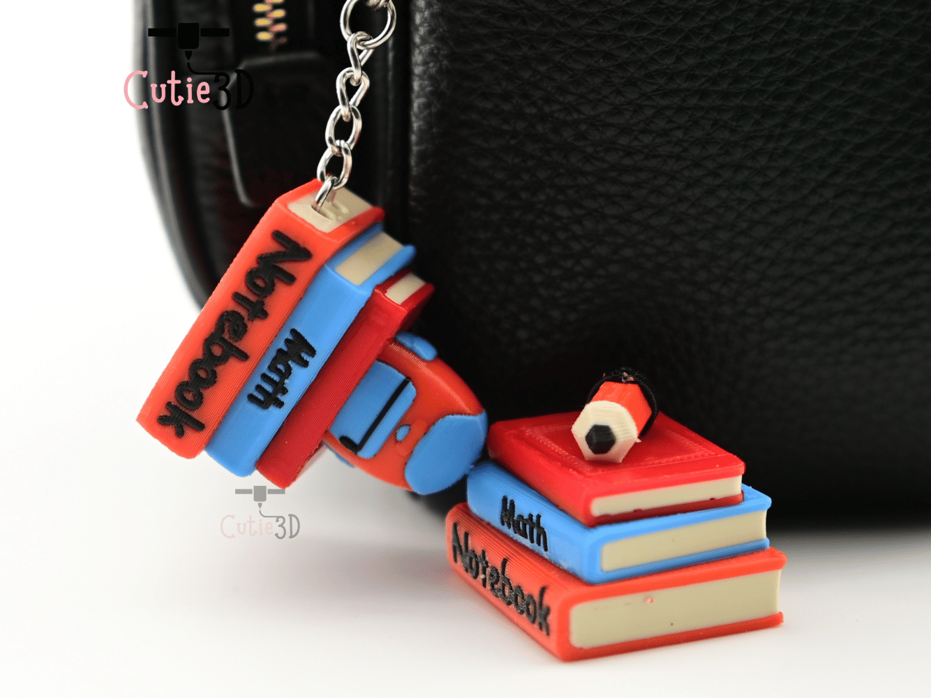 Digital Downloads - Cutie3D Back To School Book Stack Keycap Fidget Clicker Keychain - Cute Backpack Keychain