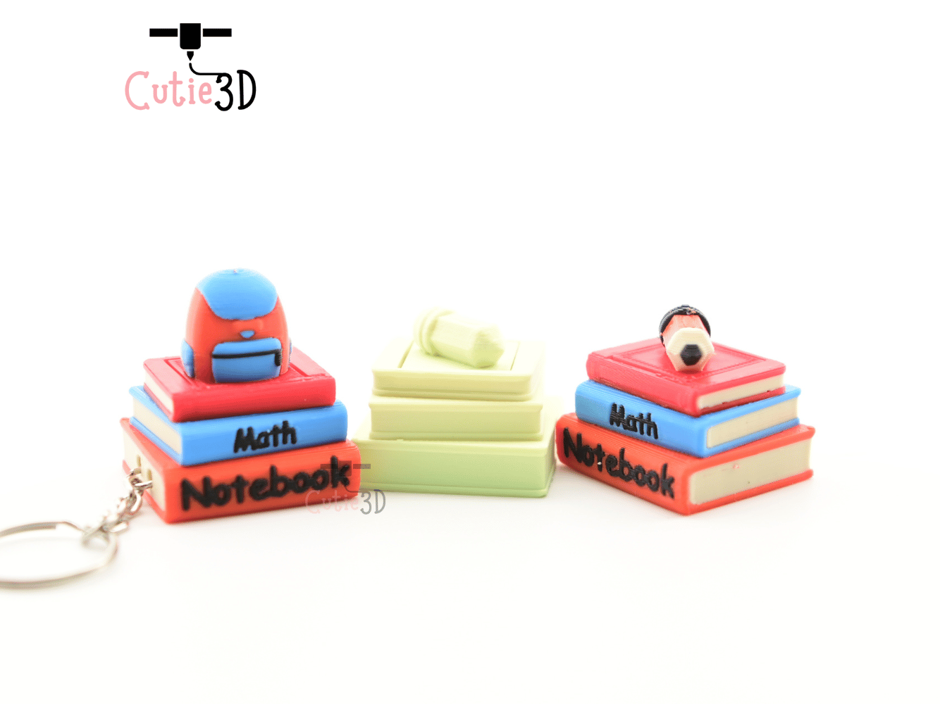 Digital Downloads - Cutie3D Back To School Book Stack Keycap Fidget Clicker Keychain - Cute Backpack Keychain
