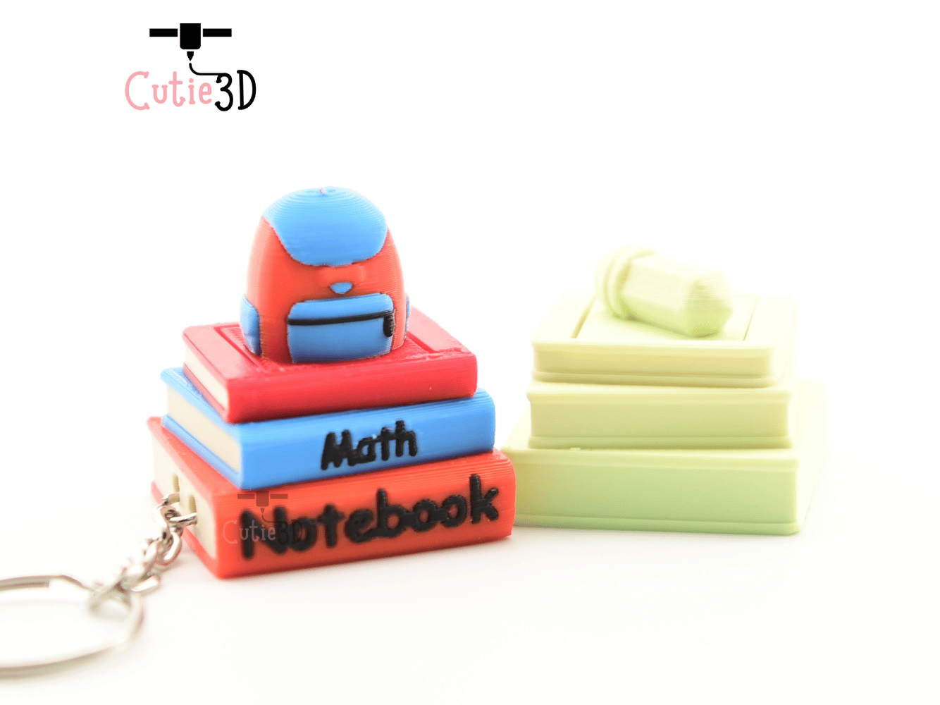 Digital Downloads - Cutie3D Back To School Book Stack Keycap Fidget Clicker Keychain - Cute Backpack Keychain