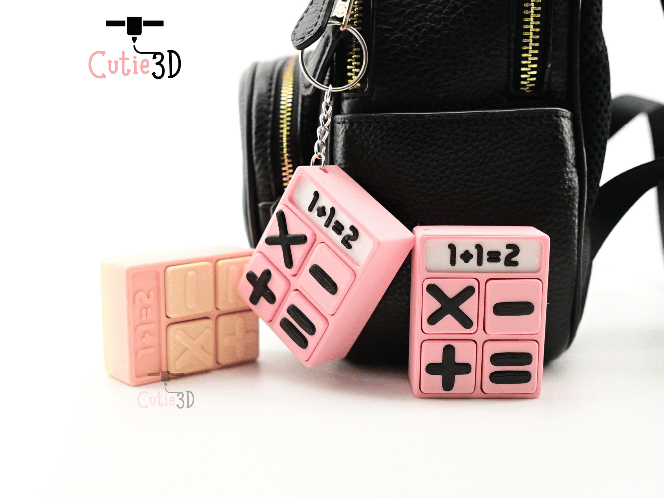 Digital Downloads - Cutie3D Back To School Cute Calculator Keycap Fidget Clicker Keychain - Cute Backpack Keychain