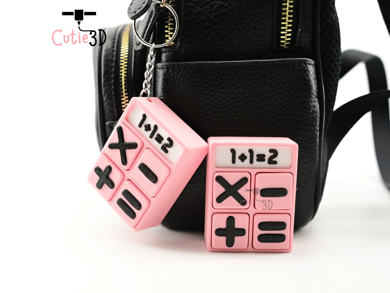 Digital Downloads - Cutie3D Back To School Cute Calculator Keycap Fidget Clicker Keychain - Cute Backpack Keychain