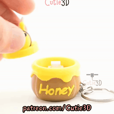 Digital Downloads - Cutie3D Bee And Honey Jar Keycap Fidget Clicker Keychain - Cute Backpack Keychain