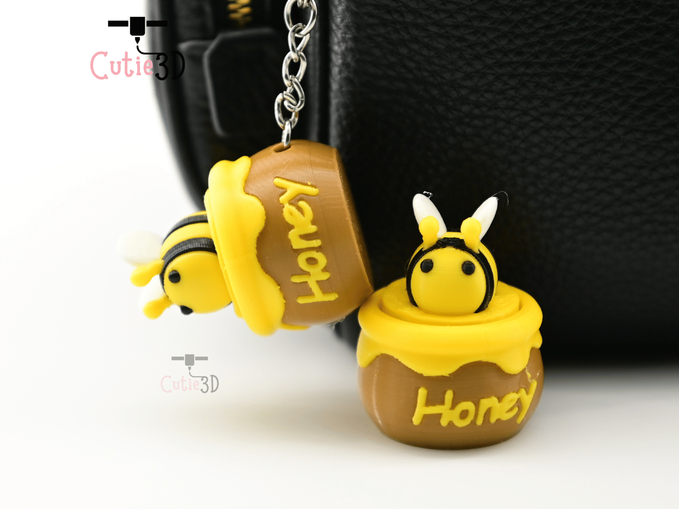 Digital Downloads - Cutie3D Bee And Honey Jar Keycap Fidget Clicker Keychain - Cute Backpack Keychain