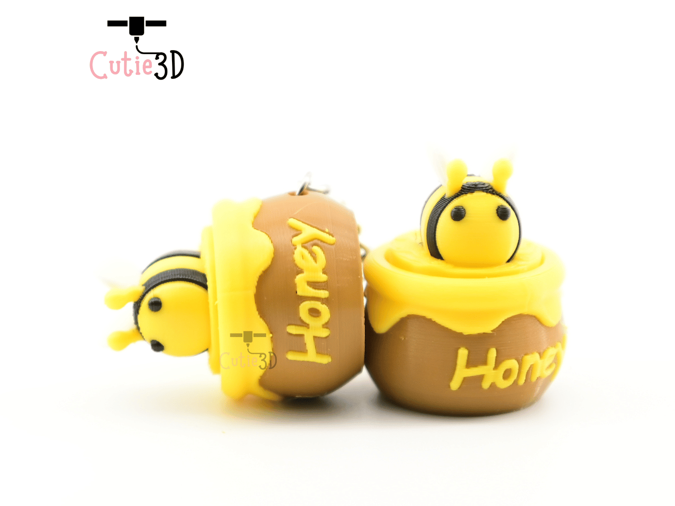 Digital Downloads - Cutie3D Bee And Honey Jar Keycap Fidget Clicker Keychain - Cute Backpack Keychain