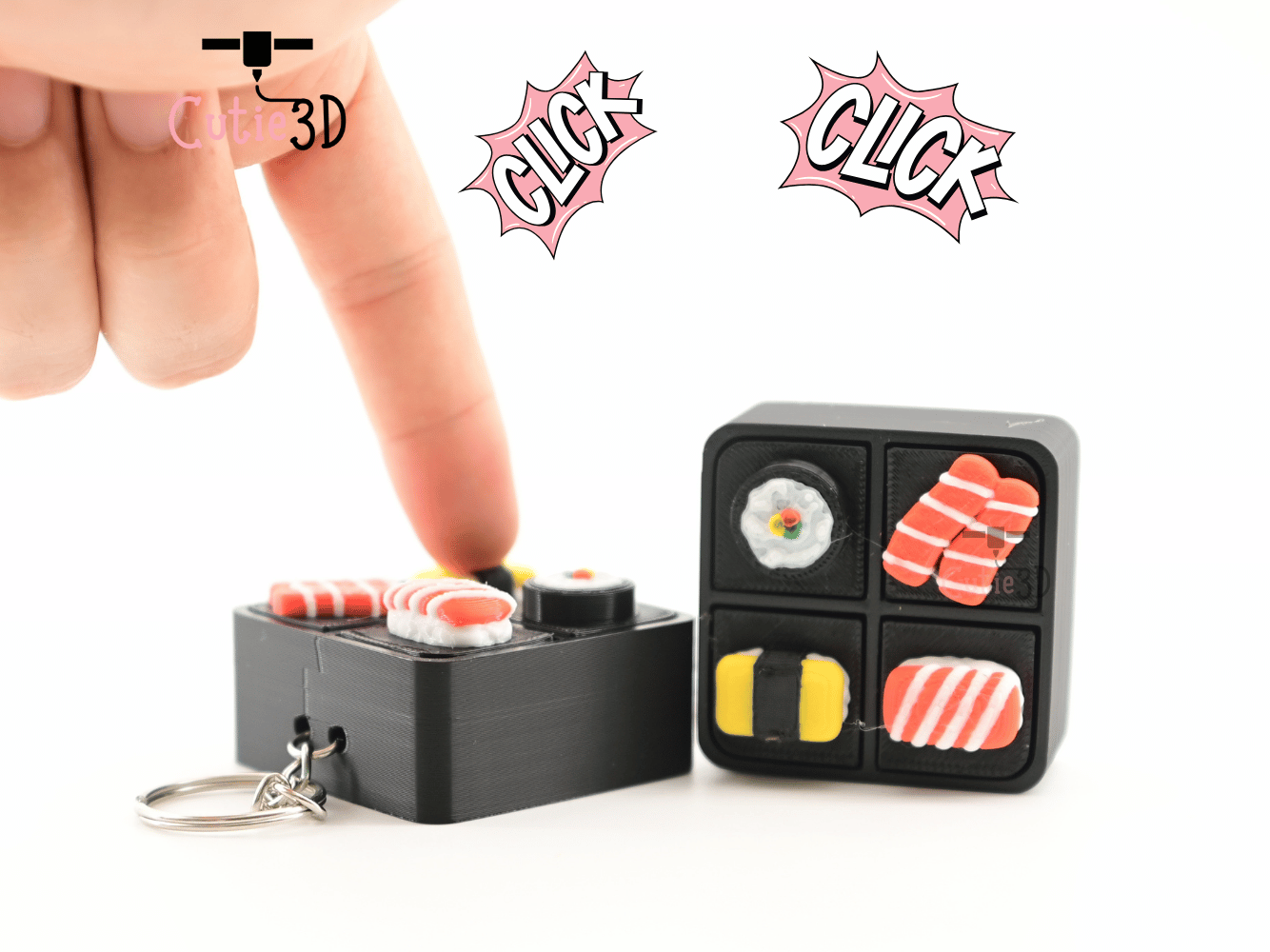 Digital Downloads - Cutie3D Bento Box For Food Lovers Keycap Fidget Clicker Keychain - Cute Backpack Keychain