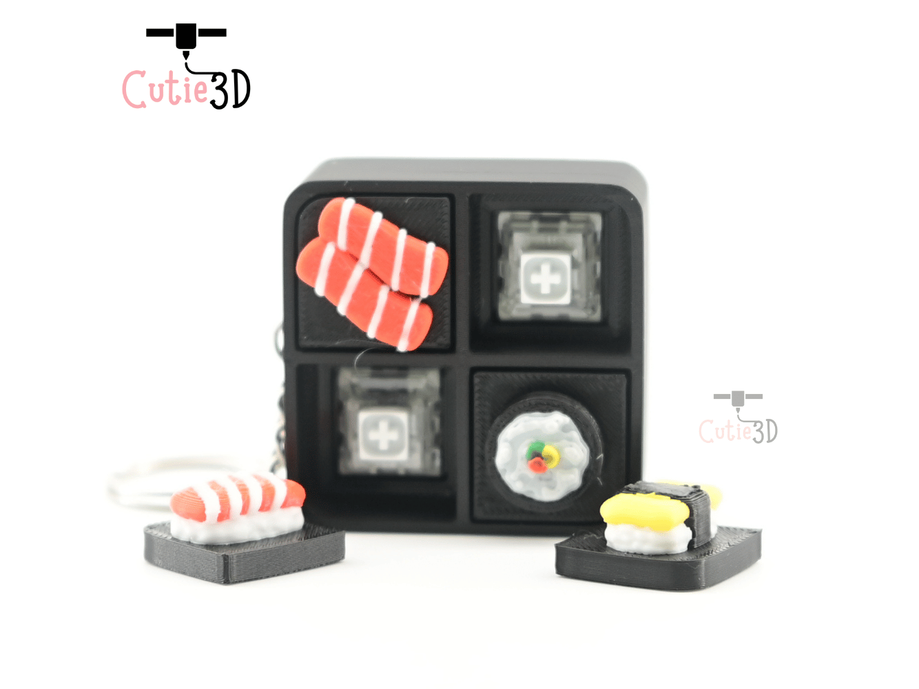 Digital Downloads - Cutie3D Bento Box For Food Lovers Keycap Fidget Clicker Keychain - Cute Backpack Keychain