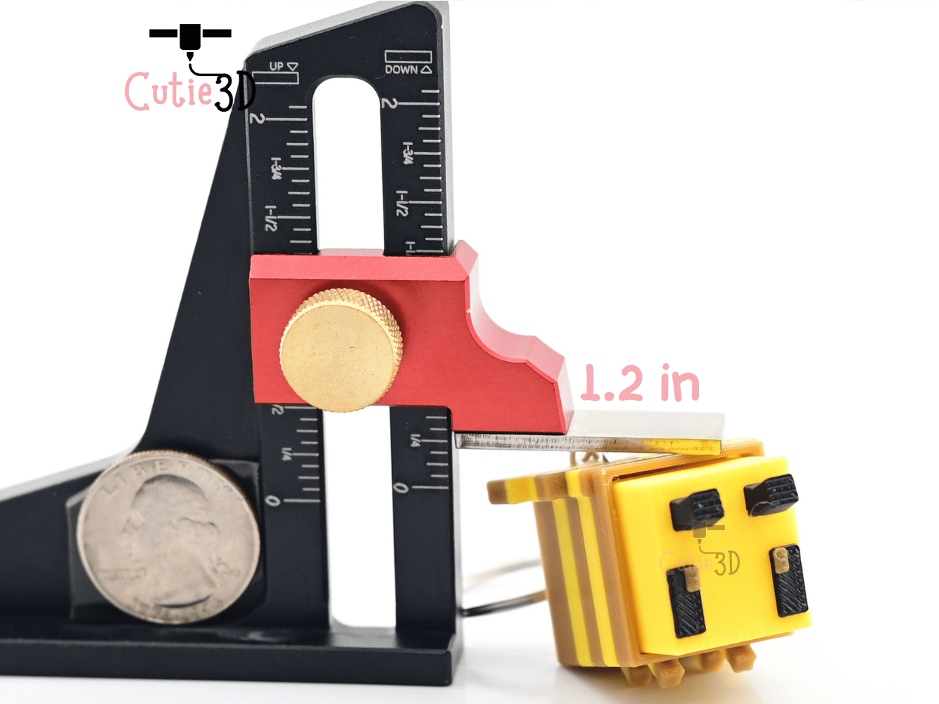 Digital Downloads - Cutie3D Blocky Bee Keycap Fidget Clicker Keychain - Cute Backpack Keychain